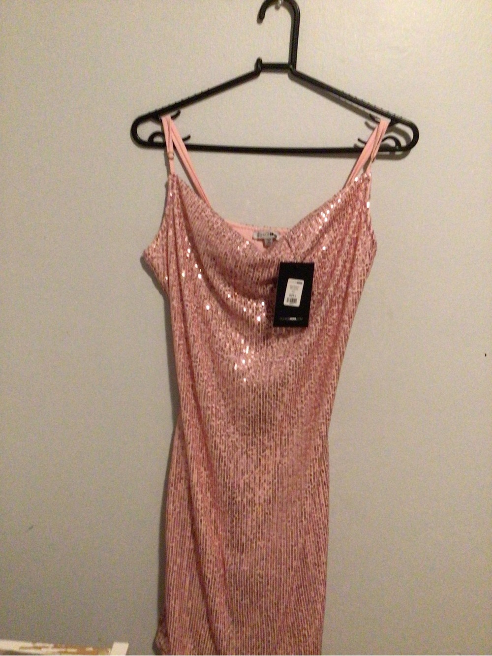 Fashion Nova Pink Sequin Cowl Slip Mini Dress